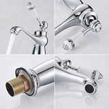 Copper Faucet for Bathroom Sink Hot & Cold Water Mixer, Vintage Retro Style, Deck-Mounted Basin V1107-113-87537-GLD-305MM