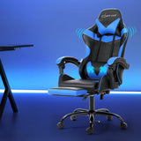 Artiss 2 Point Massage Gaming Office Chair Footrest Blue MOC-GC-2P-BK-BL