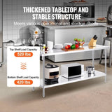 24 x 72 x 36 Inch Stainless Steel Work Table, Commercial Food Prep Worktable Heavy Duty Prep V952-CFBXGGZTLCWJWN757V0