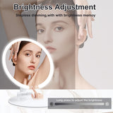 Travel Makeup Mirror with, 8" Portable Folding Make Up Tabletop Mirror with LEDs 3 Colors V1192-AZ-W-17179
