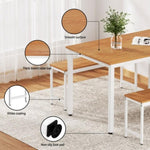 Artiss Dining Table and Chairs Set 3PCS Metal Desk Bench Sets Kitchen Furniture MO-DIN-SET-01-WHWD-AB