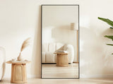 Yezi Rectangular Full Length Mirror 165x60cm Black Standing Floor Wall Leaning DECO1040-BK-165X60-AU