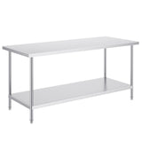 Stainless Steel Prep Table, 30 x 72 x 34 Inch, Heavy Duty Metal Worktable with 3 Adjustable Height V952-CFBXGGZTLCWJS66RVV0