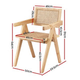 Artiss 1x Dining Chair Wooden Rattan Seat Rubber Wood Frame DINC-L-RAT-WD