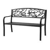 Gardeon Outdoor Bench Seat Garden Steel Outdoor Furniture 3 Seater Park Black GB-STEEL-XG220-BK