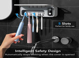 UV Toothbrush Sanitizer, 5 Slots Tooth Brush Sterilizer Cleaner Wall Mounted/Sterilization and Timer V1369-AZ3-W-00538