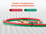 Oxygen Acetylene Hose, 1/4-Inch x 15FT Oxy Acetylene Hose with 9/16"-18 B Fitting, 300PSI T Grade V952-TJYYGHJRGMG1I4T63V0