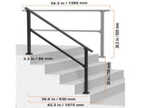 Handrails for Outdoor Steps, 4-5 Step Stair Hand Rail Kit, Transitional Carbon Steel Railings with V952-FGDHGZLSLZFSIFL6RV0