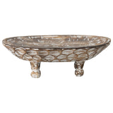 Handcarved Footed Oval Bowl 40x25cm V637-33804BWL