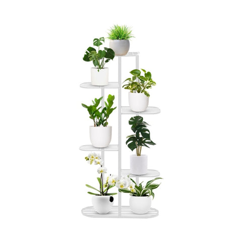 SOGA 6 Tier 7 Pots White Metal Plant Rack Flowerpot Storage Display Stand Holder Home Garden Decor FPOTH32