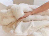 White Luxury Tuscany Fleece Rabbit Fur Bubble Blanket - Double-Sided Thickened Soft Plush Extra V888-ELOSUNG49322