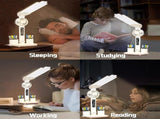 4-Arm Foldable LED Desk Lamp with Built-in Fan, Digital Clock, Temp Display & Dual Pen Holders V1107-CS-CTXXZDD