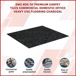 5m2 Box of Premium Carpet Tiles Commercial Domestic Office Heavy Use Flooring Charcoal V63-826031