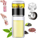 Upgraded Glass Tea Infuser, 3-in-1 Design Double Layer Borosilicate Glass Infuser Mug with Built-in V1366-AZ2-W-10708