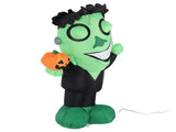 3.9ft Inflatable Green Monster with Pumpkin Big Eyes LED Lights Outdoor Yard Garden Lawn Holiday V1294-YM0901-3115240070711