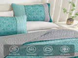 Teal Plaid Boho Mosaic Bedspread Coverlet 3 Piece Set V745-AC080914Q13U