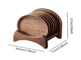 6pcs Wooden Drink Coasters with Holder for Household Freezer Fridge V1263-JX-5437