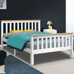 Artiss Bed Frame Double Size Wooden White PONY WBED-D-TC18-137-AB