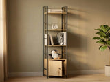 CARLA HOME 5 Tier Bookshelf with Cabinet - Brown - Storage Cabinet - Rustic - Steel V178-36415