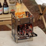 1 Piece Foldable Camping Wood Stove, Stainless Steel Portable Cooking Grill for Hiking, Picnics and V1189-LC-HW-00259