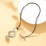 Silver Necklaces For Women, Double Layer Rope Chain Silvery Circular And Spherical Pendants V1188-ZC-DLL-265