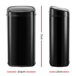 Devanti 68L Motion Sensor Bin Rubbish Automatic Black SB-68L-S06-BK