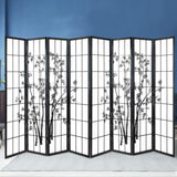 Artiss 8 Panel Room Divider Screen 348x179cm Bamboo Black White RD-5019-8P-BK