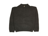 100% SHETLAND RAGG WOOL Half Zip Up Knit JUMPER Pullover Mens Sweater Knitted - Plain Black - XXL V563-SW-HZ-FBK99B-XXL