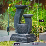 PROTEGE Solar Fountain Water Feature Outdoor Bird Bath with LED Lights - Charcoal V219-PMPFPKPROA3CB