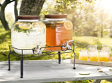 Glass Drink Dispenser for Parties, 1 Gallon Beverage Dispenser with Stand and Spigot Solid Stainless V1258-DP02-WO-40