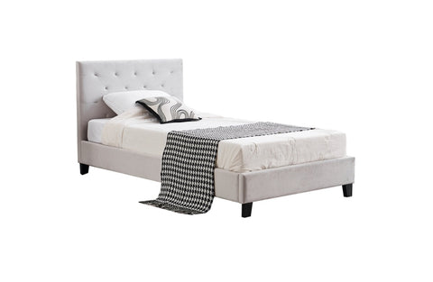 Winston Light Grey Velvet Tufted Bed - King Single V292-BED-WINSTON-SINGLE-LGREY
