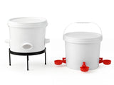 Giantz 20L X2 Chicken Feeder Waterer Set Automatic Poultry Dispenser Metal Stand FIK-FEEDER-ST-20L-WH