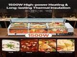 Commercial Food Warmer, 1500W Electric Stainless Steel Steam Food Warmer with Glass Cover, 9-Pan V952-SYSPBWQ913FS5WYYO002V3
