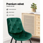 Artiss Dining Chairs Set of 2 Velvet Diamond Tufted Green UPHO-C-DIN-5218-VEL-GRX2