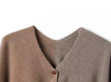 Brown Pure Wool Extra Large Shawl Scarf Color Block Multi-functional Warm Cashmere Cape Poncho V888-ELOSUNG32677