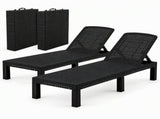 Gardeon 2X Foldable Sun Lounges Outdoor Recliner Patio Beach Chair Rattan Black FSL-01-RAT-BKX2