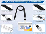 100Pcs Lanyards for Id Badges and 100 Pcs Clear Plastic Horizontal Name Badge ID Card Holders, Flat V1258-DP02-WO-530