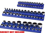 3PCS 1/4" 3/8" 1/2" Blue Metric Magnetic Socket Organizer Storage Holder Trays Single size V1097-TTJ-0019