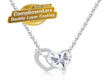 Elegant Dual Heart Moissanite Pendant Necklace in Sterling Silver, Featuring a Sparkling 8x8mm Eight V1341-ZY-VXR5QYDA-MOISSANITE-PREMIUMS925