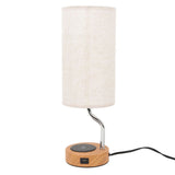 Table Lamp with Wireless Charger ABS USB Modern LED Dimmable Bedside Nightstand Lamp for Bedroom V1294-YM0901-3119230117411
