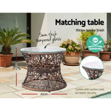 Gardeon Outdoor Lounge Setting Papasan Chair Wicker Table Garden Furniture Brown ODF-PAPASAN-CHTB-BR