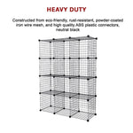 12 Cube Wire Grid Organiser Bookcase Storage Cabinet Wardrobe Closet Black V63-827861