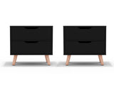 Artiss 2 x Bedside Table 2 Drawers - BODEN Black FURNI-L-SCAN-BS01-BKX2