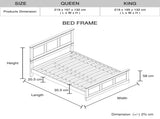 4 Pieces Bedroom Suite in Solid Wood & MDF Queen Size Grey Colour Bed, Bedside Table & Tallboy V43-BDS-SPNC-4PC-TBY-Q