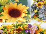 Artificial Sunflower For Front Door Handmade Flower With Bow Spring And Summer Door V1192-AZ-W-27894