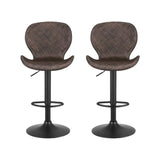 Artiss 2x Bar Stools Kitchen Swivel Gas Lift Counter Chair Wing PE Rattan Brown BA-K-1004-BRX2