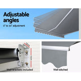 Instahut Retractable Folding Arm Awning Motorised Sunshade 4Mx3M Pearl Grey AWN-B-ARM-REMOTE-40X30-PEGR