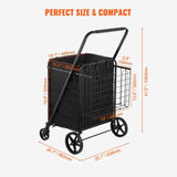 VEVOR Folding Shopping Cart Rolling Grocery Cart with Double Baskets 330 LBS V952-XYCZDST330186UI5MV0