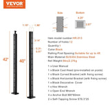 VEVOR Cable Railing Post, 42" x 1" x 2" Steel Angled Hole Stair Railing Post, 12 Pre-Drilled Holes, V952-1JZLGZHS1067HNEKBV0