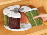 Rotating Grain Storage Container for Kitchen Pantry, 5-Can Transparent Stackable Petal Jar with V1192-AZ-W-19832